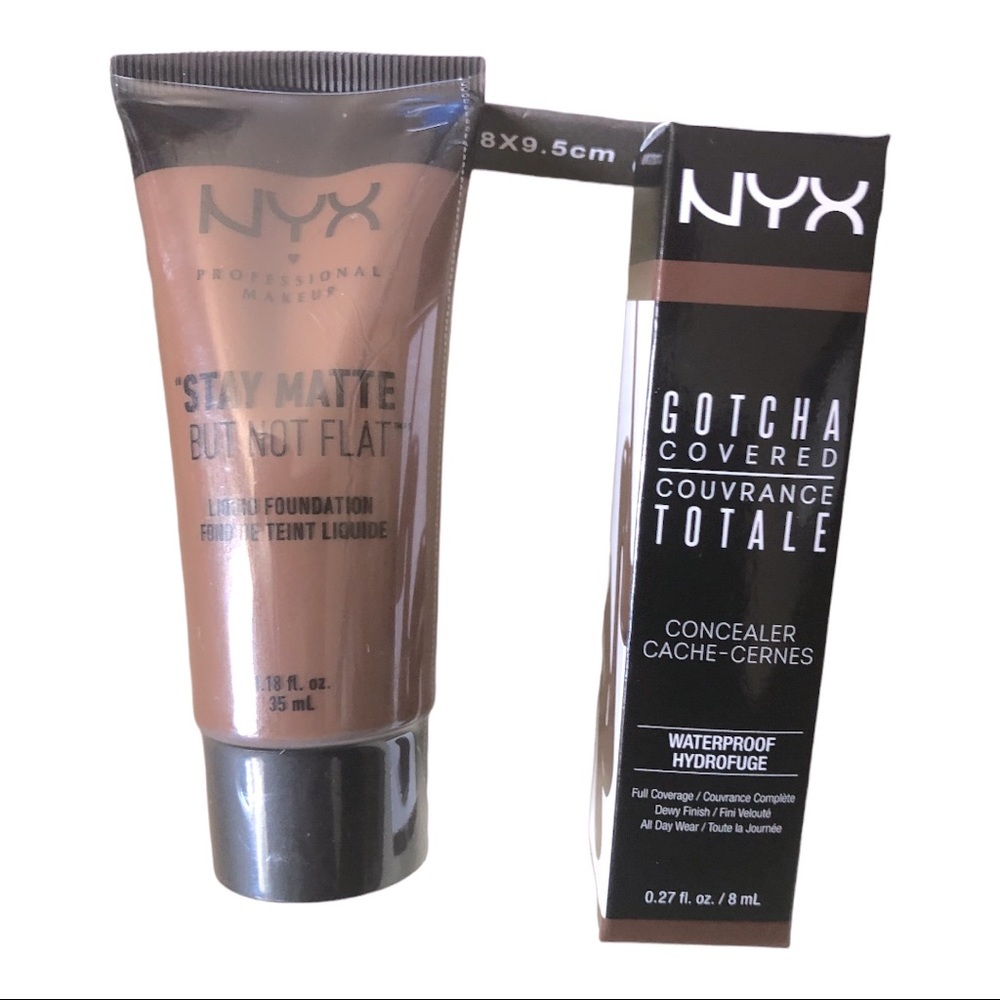 2pack NYX Gotcha Covered concealer and Stay Matte foundation bundle. New.‎ Free